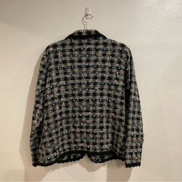 Dress Barn Black Lightweight Plaid Tweed Blazer Sz L - Picture 8 of 10